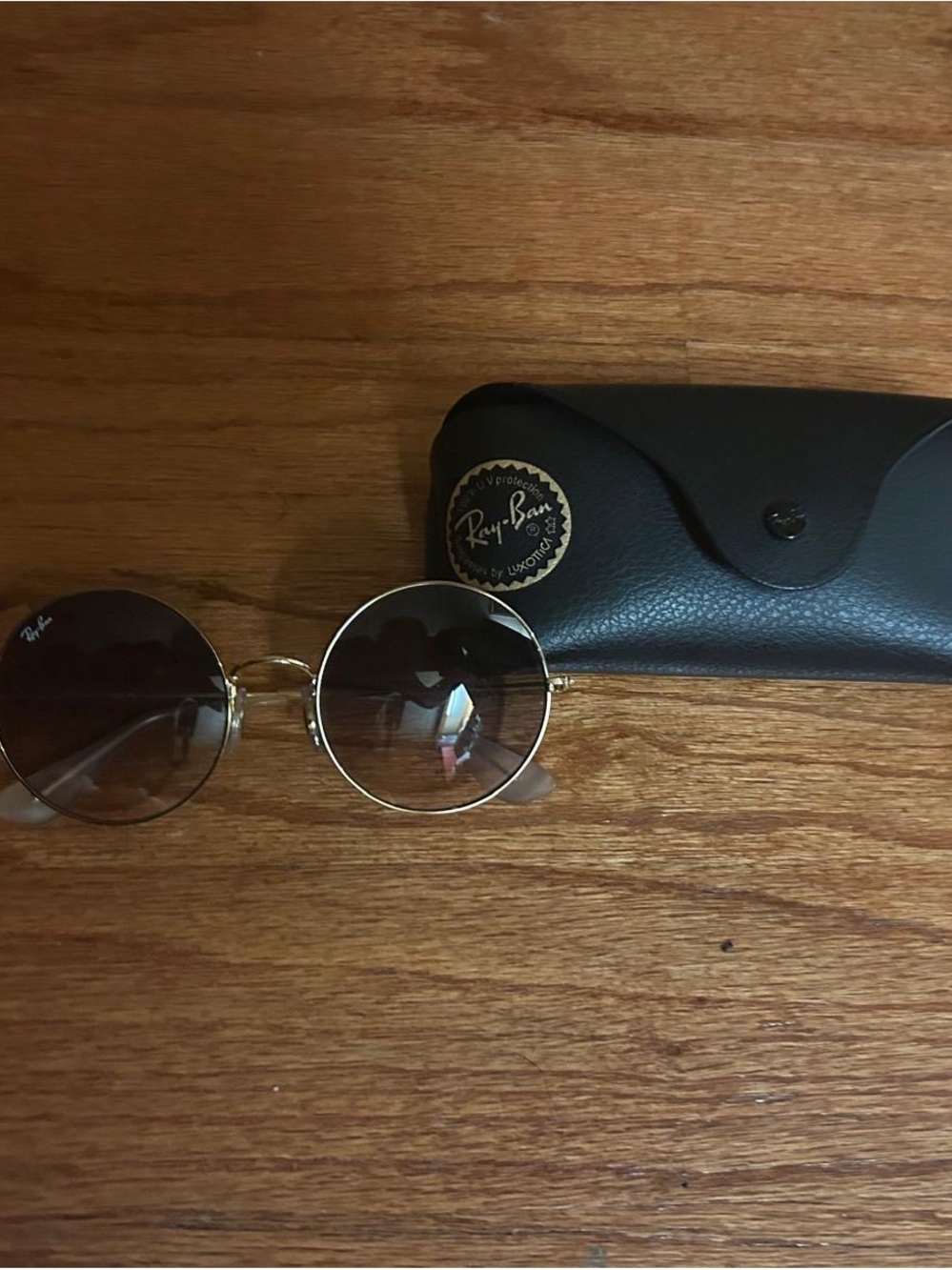 Ray-Ban Gold Frame Sunglasses with Gray Gradient Lenses